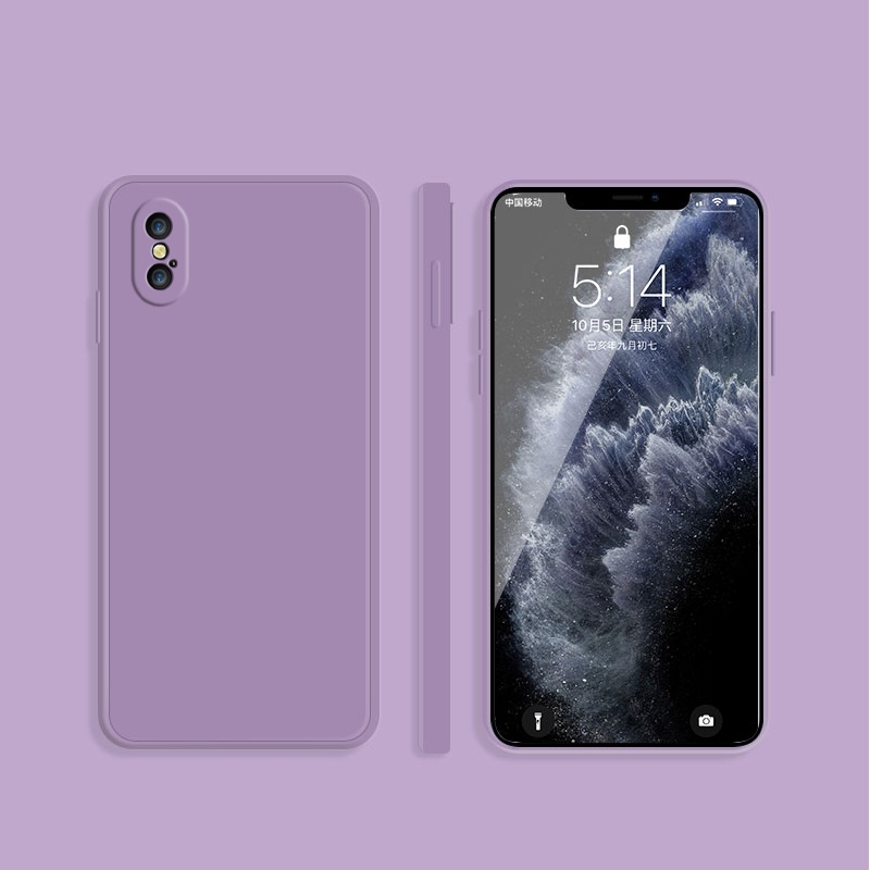 For iPhone XS Max Solid Color Imitation Liquid Silicone Straight Edge Dropproof Full Coverage Protective Case(Purple) - Shopkiz.com