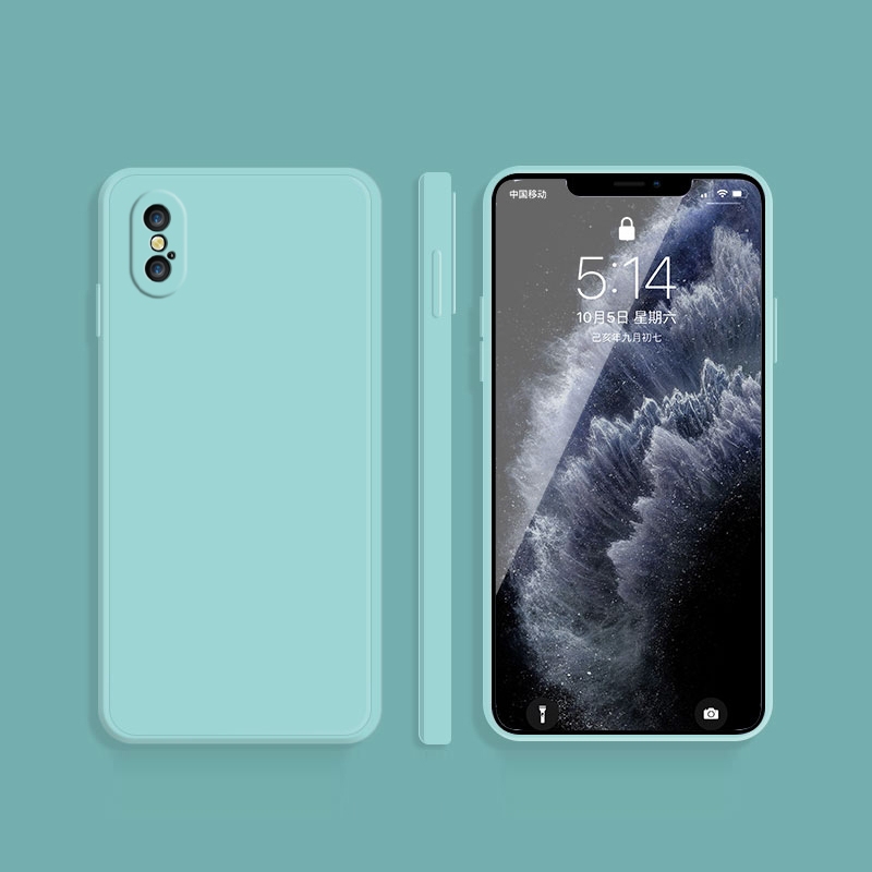 For iPhone XS Max Solid Color Imitation Liquid Silicone Straight Edge Dropproof Full Coverage Protective Case(Sky Blue) - Shopkiz.com