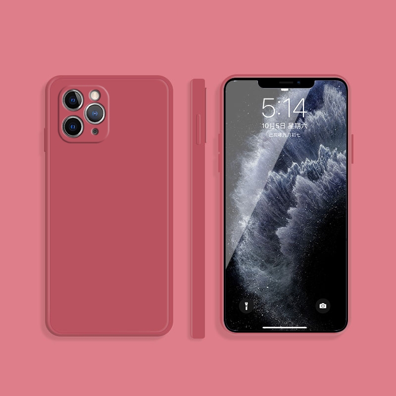 For iPhone 11 Pro Solid Color Imitation Liquid Silicone Straight Edge Dropproof Full Coverage Protective Case (Red) - Shopkiz.com