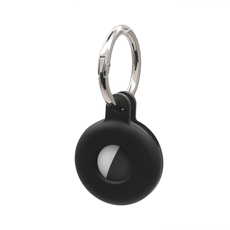 Hollow Anti-scratch Silicone Shockproof Protective Cover Case with Keychain Hook Loop For AirTag 2nd Gen / AirTag 1st Gen(Black) - Shopkiz.com