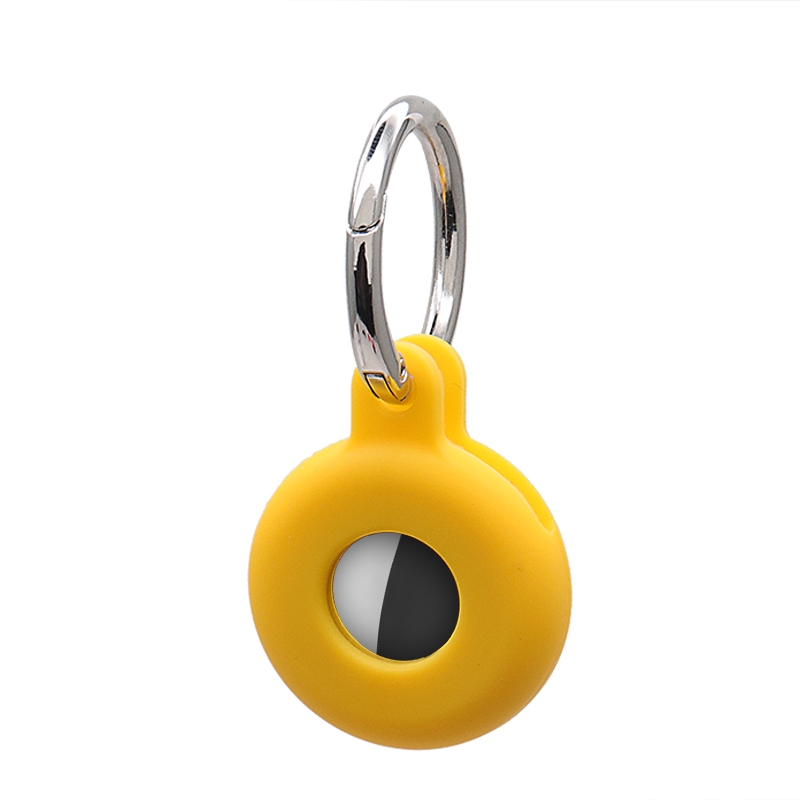Hollow Anti-scratch Silicone Shockproof Protective Cover Case with Keychain Hook Loop For AirTag 2nd Gen / AirTag 1st Gen(Yellow) - Shopkiz.com