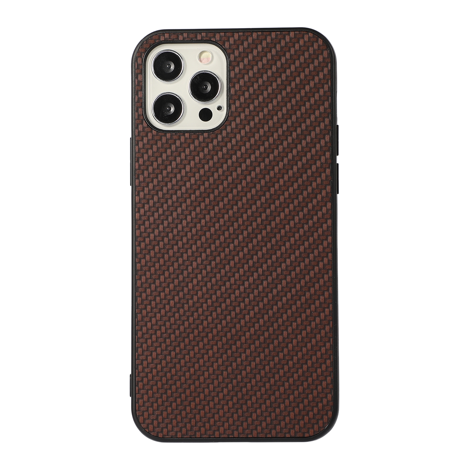 For iPhone 12 Pro Carbon Fiber Skin PU + PC + TPU Shockprof Protective Case(Brown) - Shopkiz.com