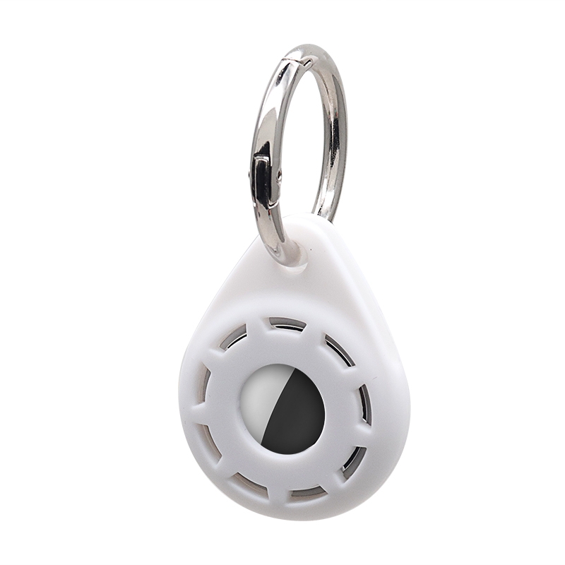 Silica Gel Anti-scratch Shockproof Protective Cover Soft Case with Keychain Ring Loop For AirTag 2nd Gen / AirTag 1st Gen(White) - Shopkiz.com