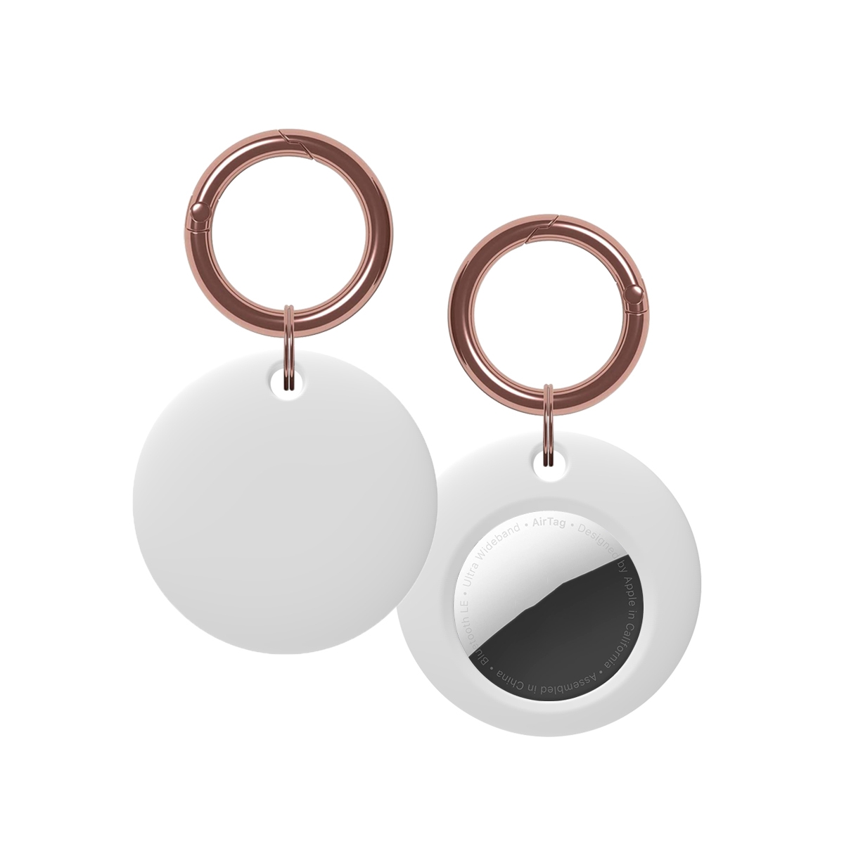Silicone Shockproof Protective Cover Case with Keychain Ring For AirTag 2nd Gen / AirTag 1st GenWhite) - Shopkiz.com