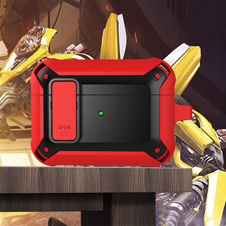 Wireless Earphones Shockproof Bumblebee Silicone Protective Case with Switch For AirPods Pro(Red Black) - Shopkiz.com
