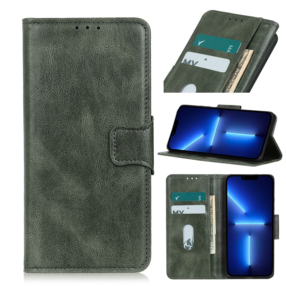 For iPhone 13 Pro Max Mirren Crazy Horse Texture Horizontal Flip Leather Case with Holder & Card Slots & Wallet (Green) - Shopkiz.com
