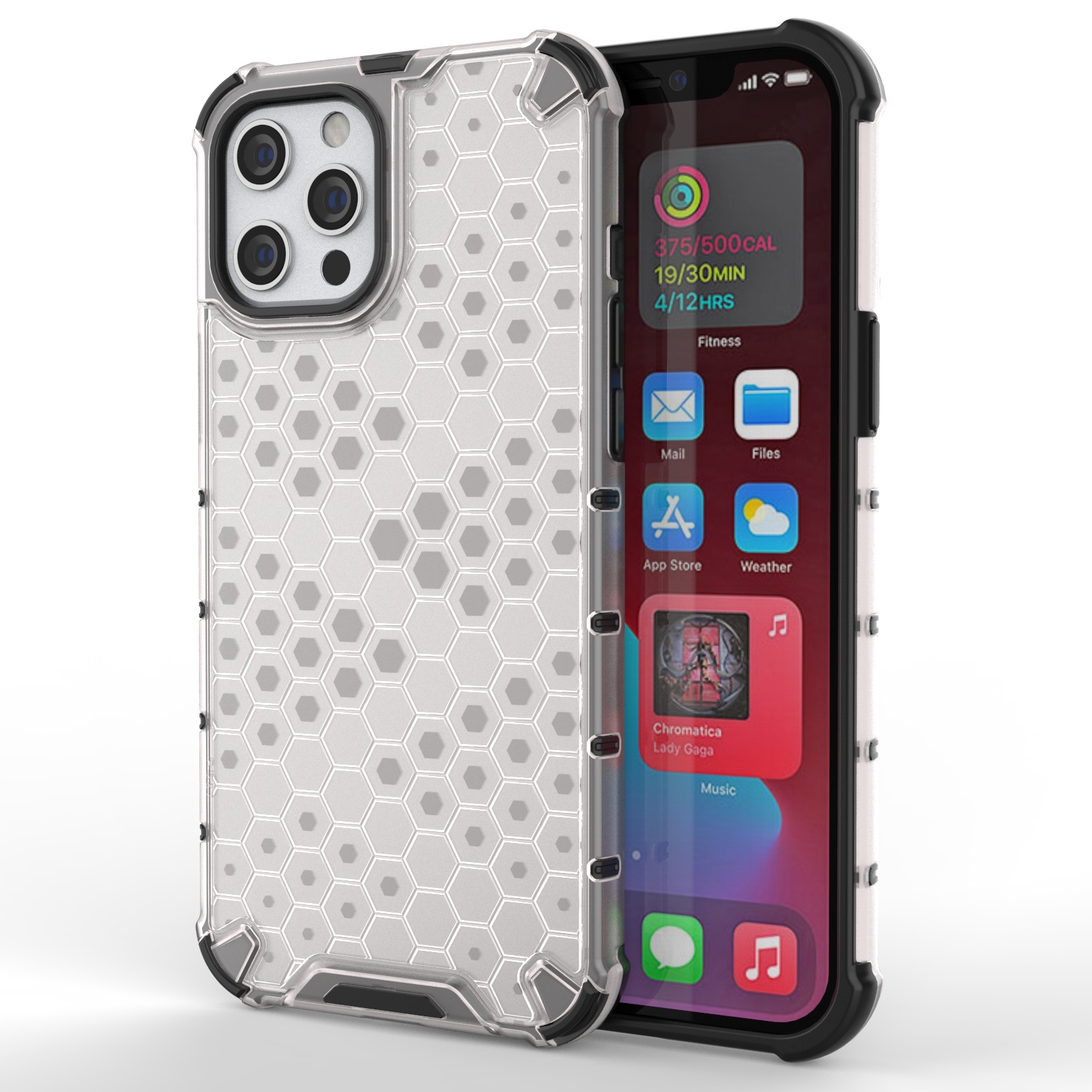 For iPhone 13 Pro Max Shockproof Honeycomb PC + TPU Protective Case (White) - Shopkiz.com