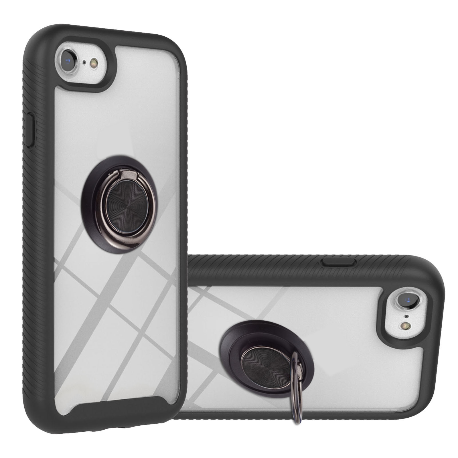 For iPhone SE 2022 / SE 2020 / 8 / 7 / 6s / 6 Starry Sky Solid Color Series Shockproof PC + TPU Protective Case with Ring Holder & Magnetic
