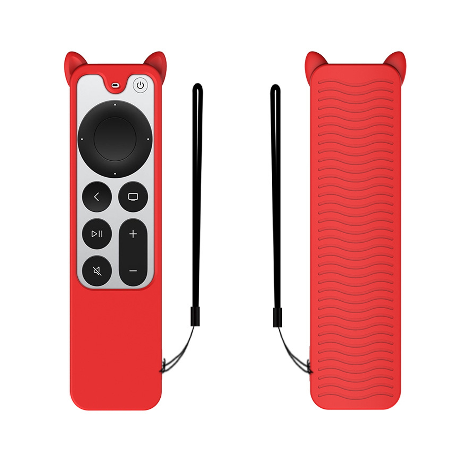 Cat Ears Shape Silicone Protective Case Cover For Apple TV 4K 4th Siri Remote Controller(Red) - Shopkiz.com