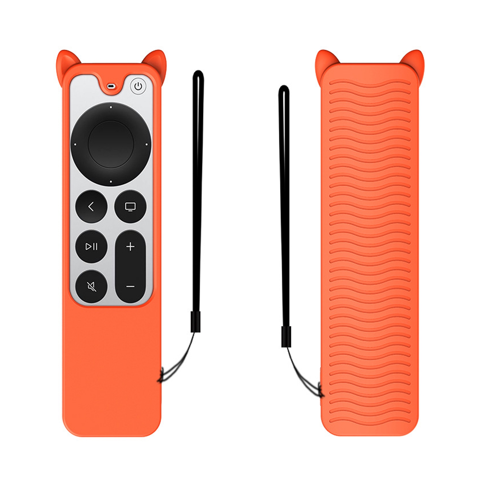Cat Ears Shape Silicone Protective Case Cover For Apple TV 4K 4th Siri Remote Controller(Orange) - Shopkiz.com