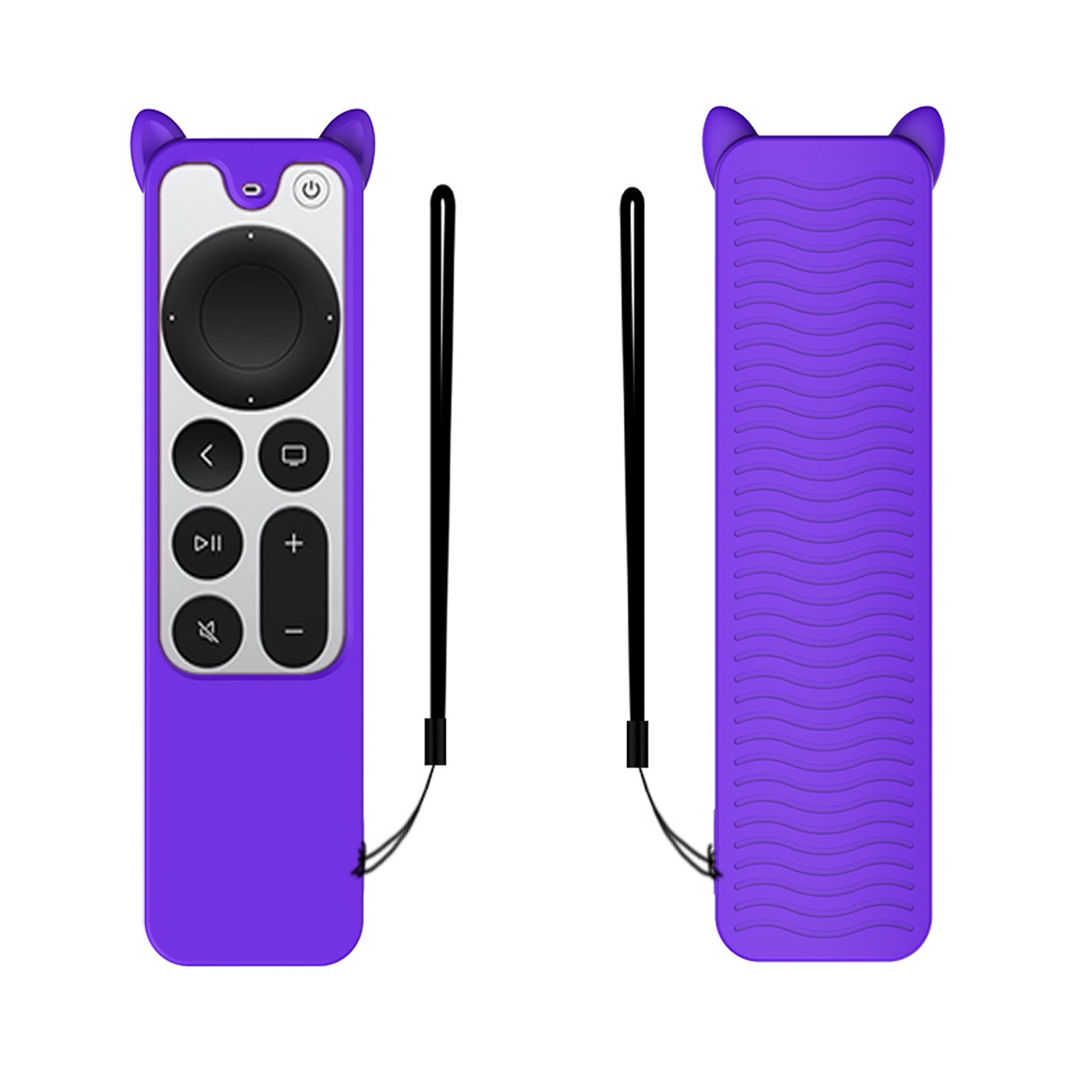Cat Ears Shape Silicone Protective Case Cover For Apple TV 4K 4th Siri Remote Controller(Purple) - Shopkiz.com