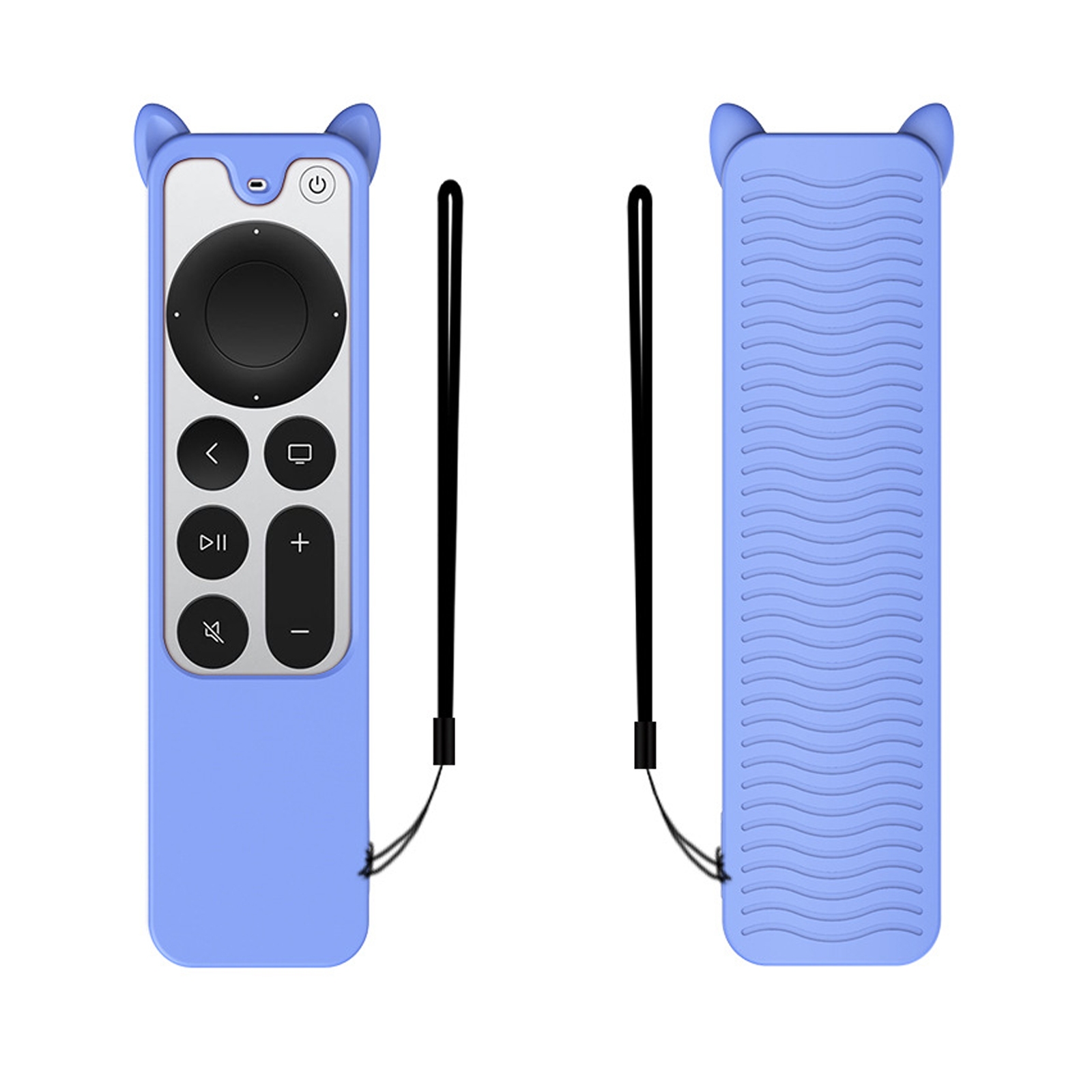 Cat Ears Shape Silicone Protective Case Cover For Apple TV 4K 4th Siri Remote Controller(Luminous Blue) - Shopkiz.com