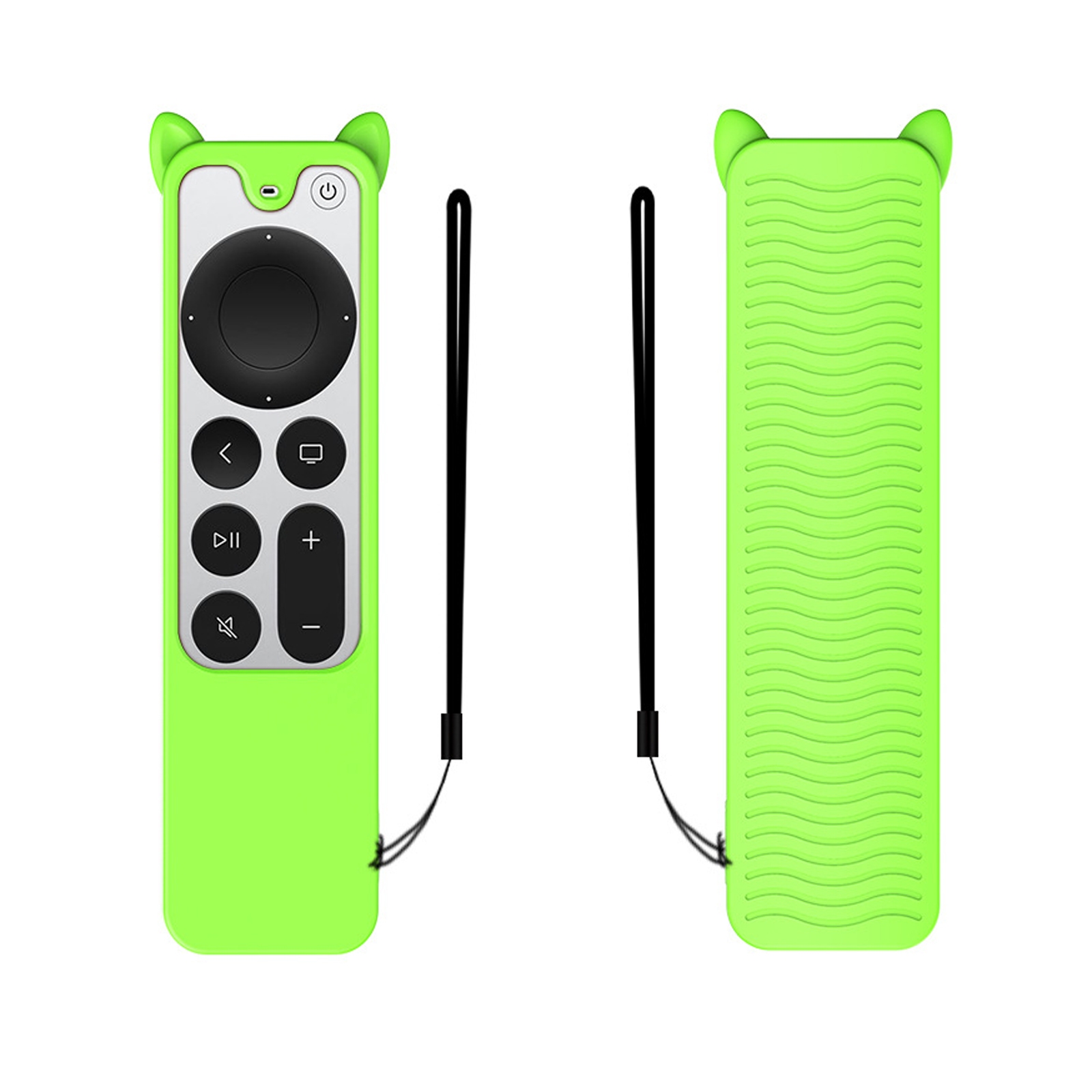 Cat Ears Shape Silicone Protective Case Cover For Apple TV 4K 4th Siri Remote Controller(Luminous Green) - Shopkiz.com