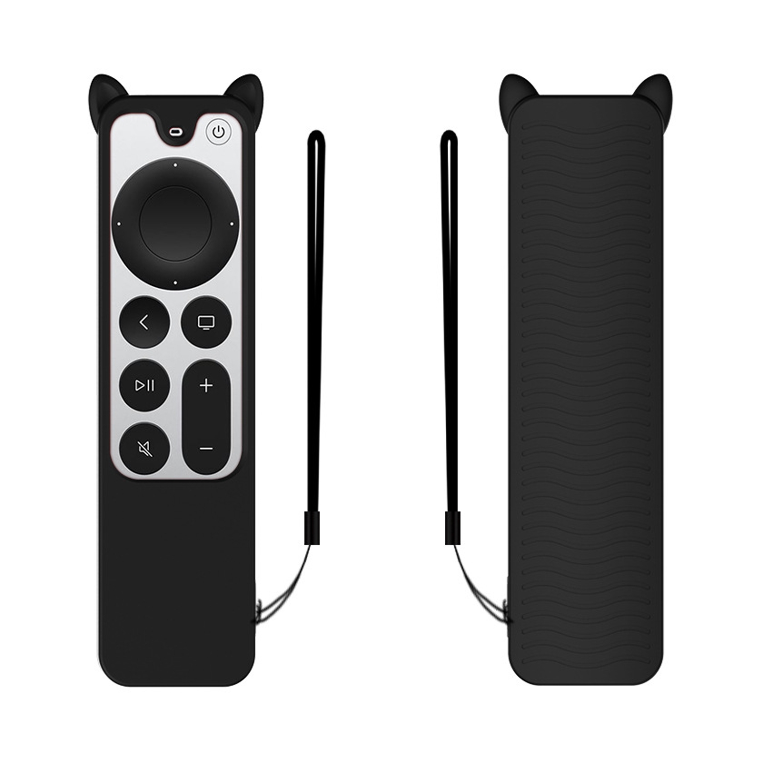 Cat Ears Shape Silicone Protective Case Cover For Apple TV 4K 4th Siri Remote Controller(Black) - Shopkiz.com