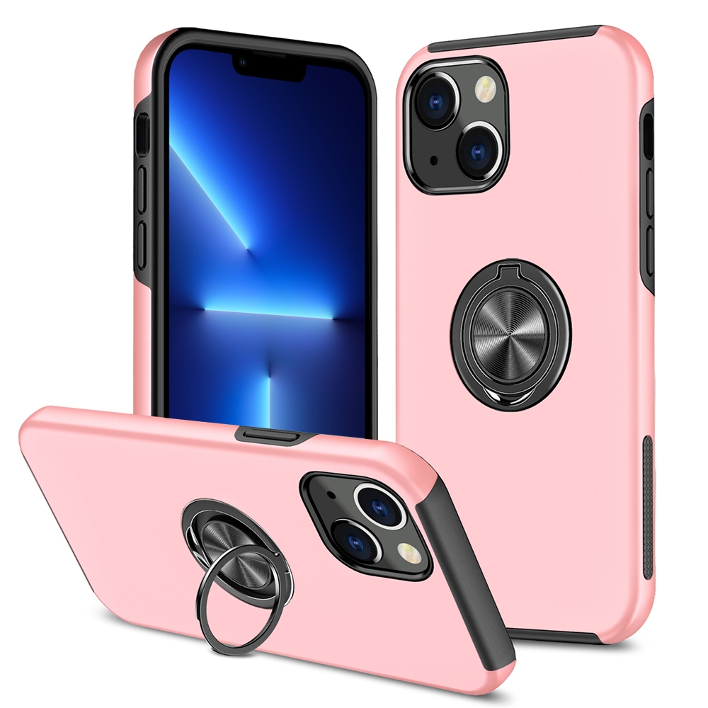For iPhone 13 Pro Max Magnetic Ring Kickstand Shockproof Phone Case (Rose Gold) - Shopkiz.com