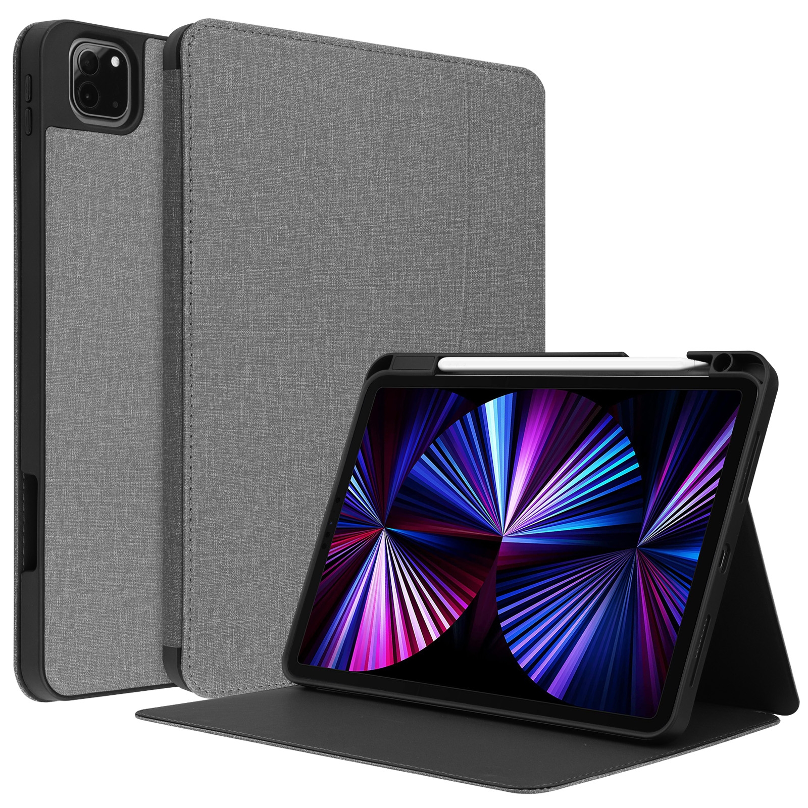 For iPad Pro 11 2022 / 2021 / 2020 / 2018 Cloth Texture TPU Horizontal Flip Leather Tablet Case with Pen Slot & Holder(Grey) - Shopkiz.com