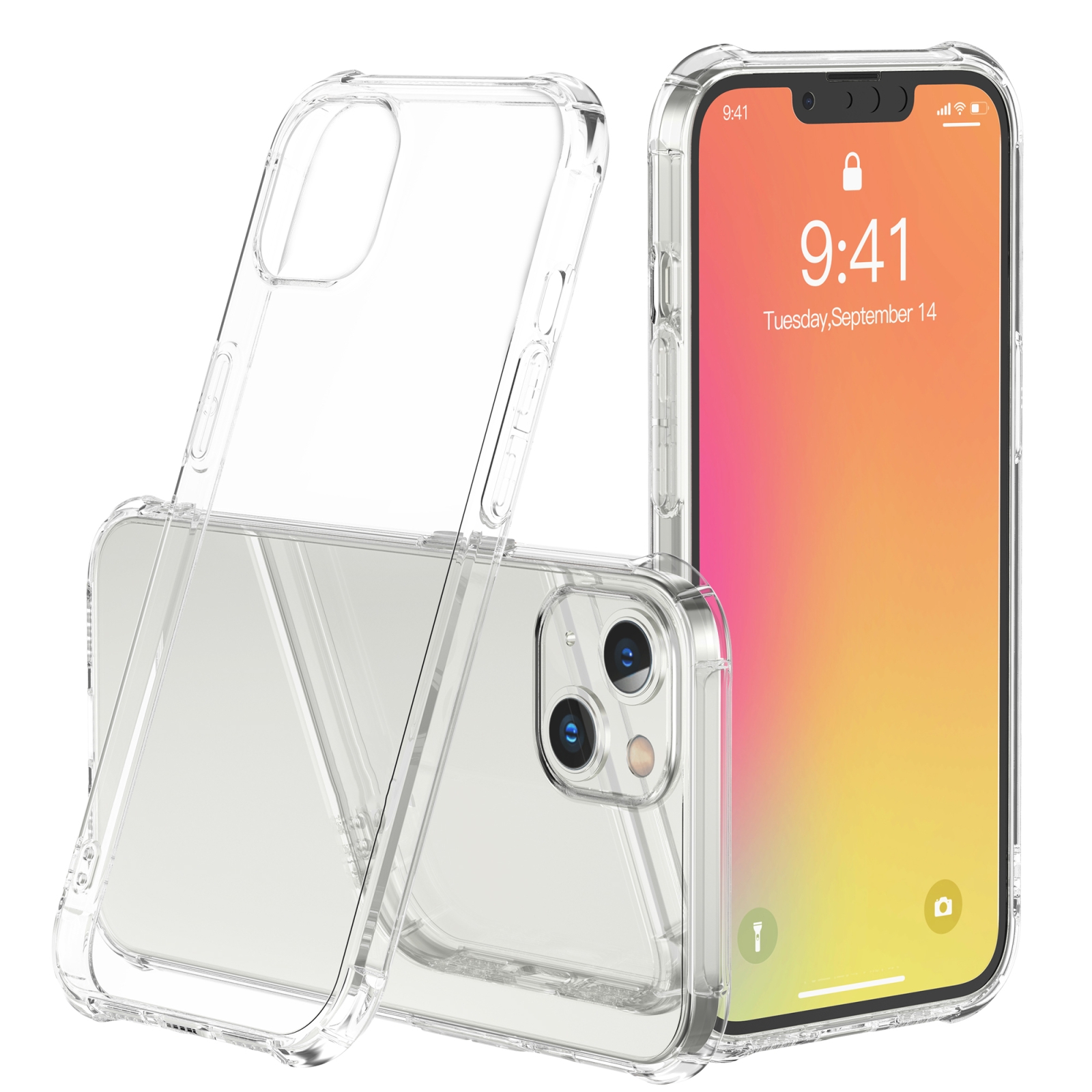 For iPhone 13 Pro LESUDESIGN Rhino Shield Series TPU Anti-fall Transparent Phone Protective Case with Sound Conversion Design (Transparent) -