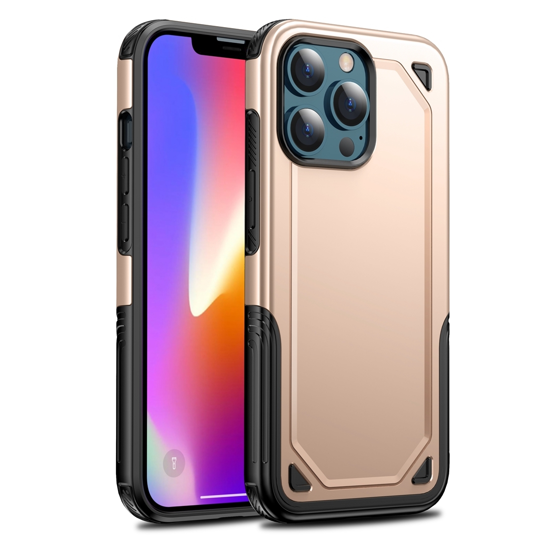 For iPhone 13 Shockproof Rugged Armor Protective Case(Gold) - Shopkiz.com