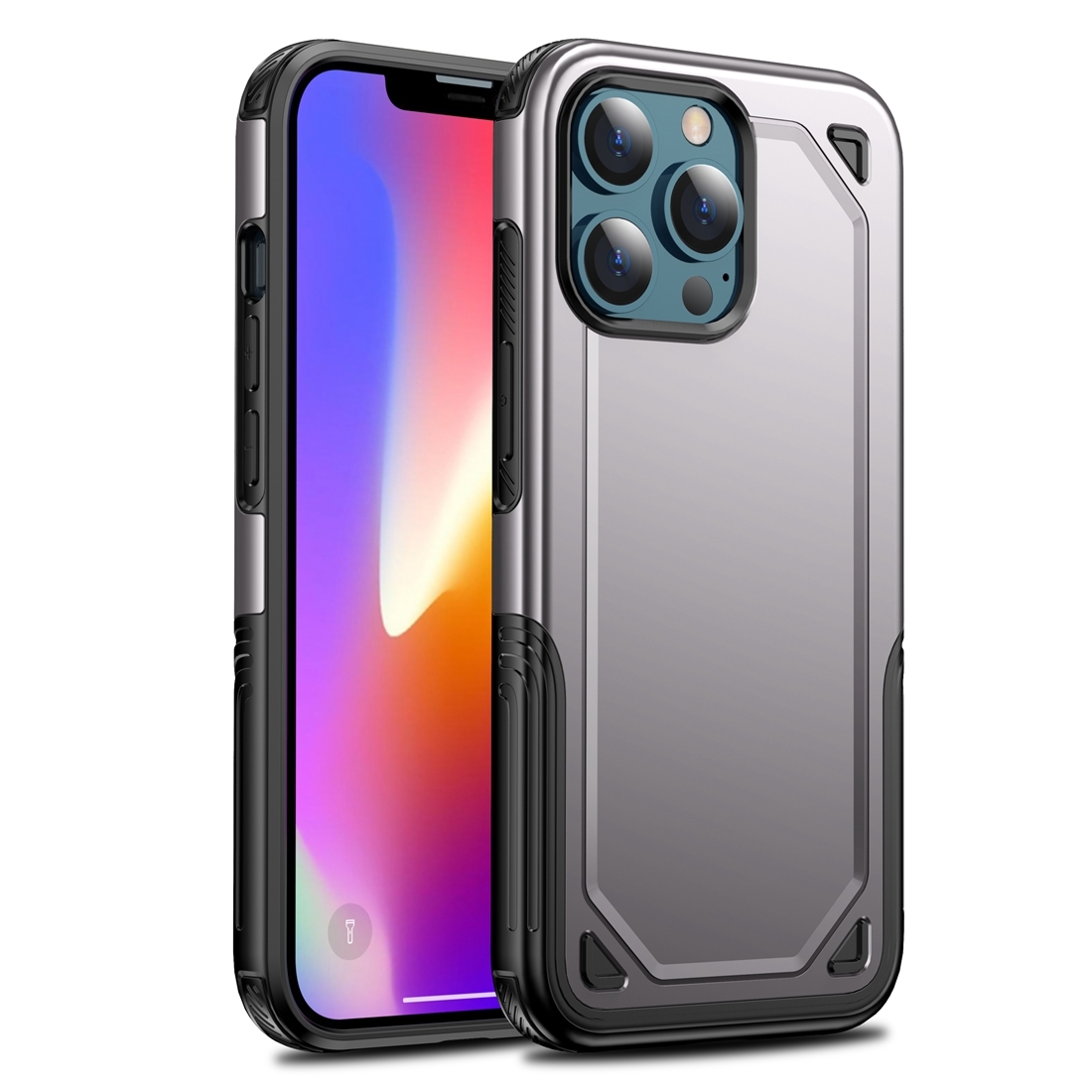 For iPhone 13 Pro Shockproof Rugged Armor Protective Case (Silver) - Shopkiz.com