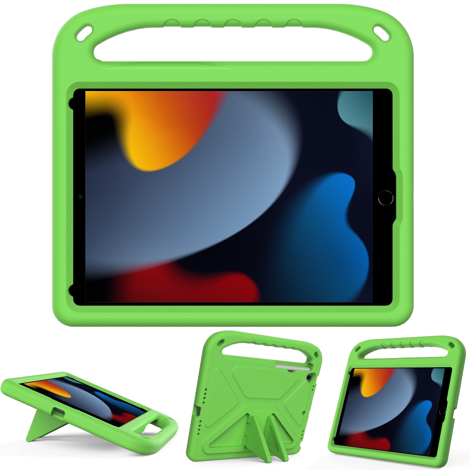 For iPad 10.2 2021 / 2020 / 2019 Handle Portable EVA Shockproof Protective Case with Triangle Holder(Green) - Shopkiz.com