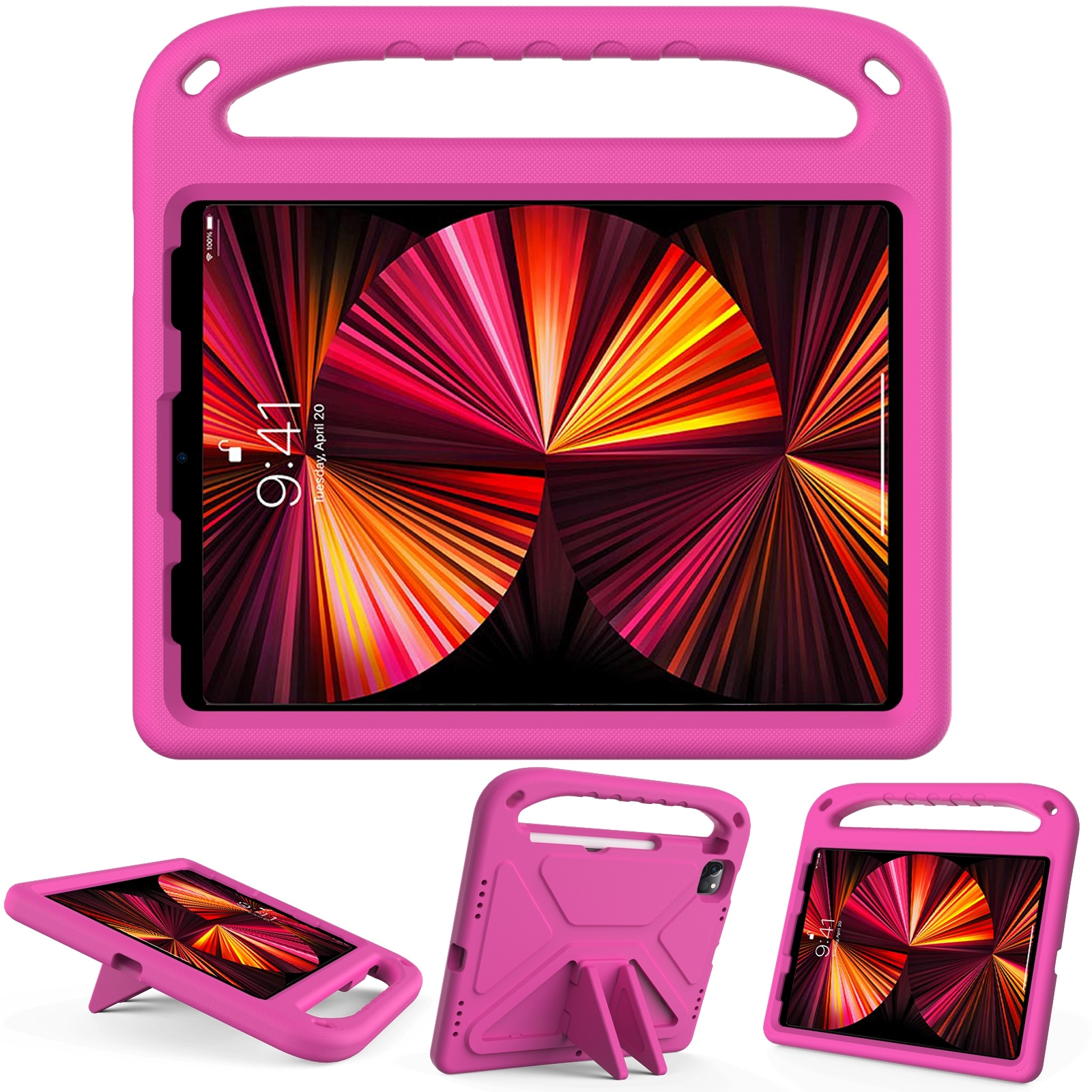 Handle Portable EVA Shockproof Protective Tablet Case with Triangle Holder For iPad Pro 11 2022 / 2021/2020/2018 / iPad Air 2020 / Air 2022 10.9(Rose