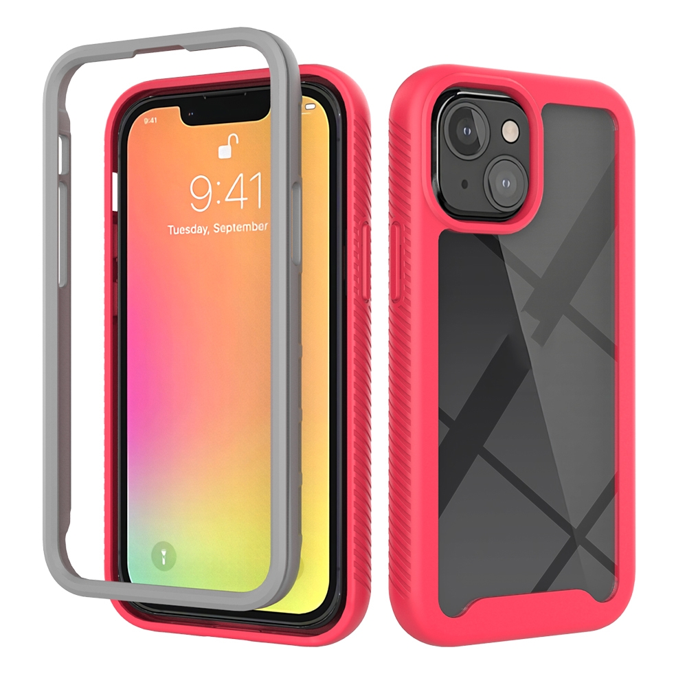 For iPhone 13 mini Starry Sky Solid Color Series Shockproof PC + TPU Protective Case (Light Red) - Shopkiz.com