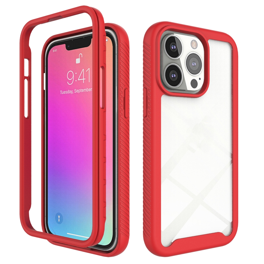 For iPhone 13 Pro Starry Sky Solid Color Series Shockproof PC + TPU Protective Case (Red) - Shopkiz.com