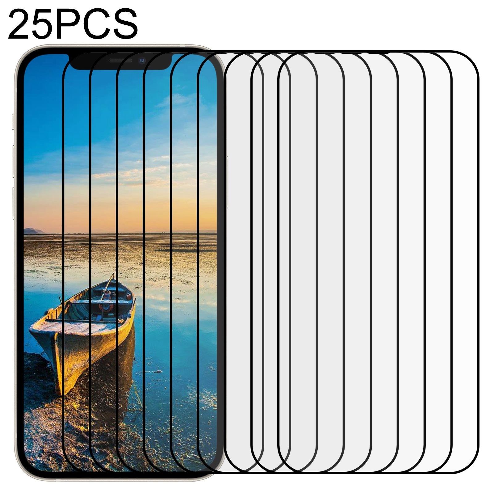 For iPhone 17e / 16e / 13 / 13 Pro 25pcs Full Glue Full Screen Tempered Glass Film - Shopkiz.com