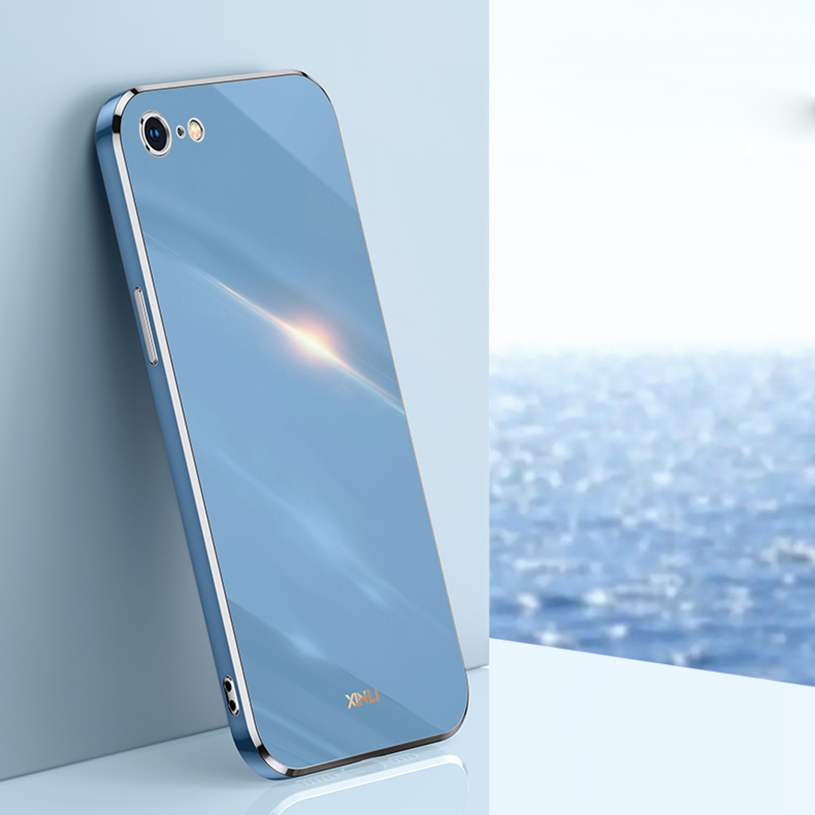 XINLI Straight Edge 6D Electroplate TPU Phone Case For iPhone 6 Plus / 6s Plus(Celestial Blue) - Shopkiz.com