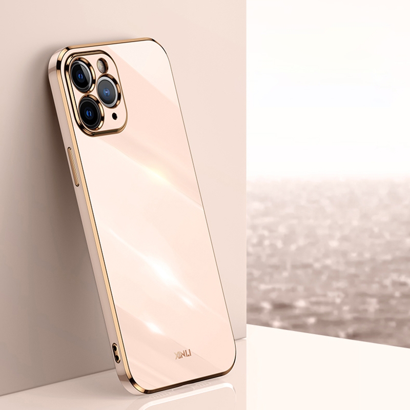 For iPhone 11 Pro Max XINLI Straight Edge 6D Electroplate TPU Phone Case (Pink) - Shopkiz.com