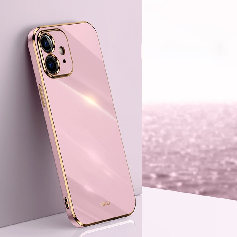 For iPhone 12 mini XINLI Straight Edge 6D Electroplate TPU Phone Case (Cherry Purple) - Shopkiz.com
