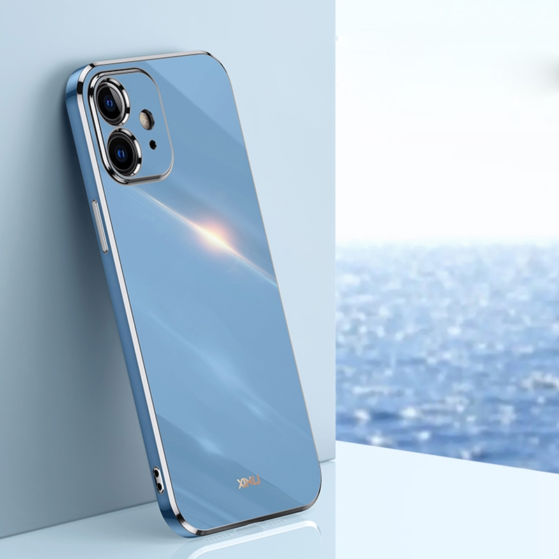For iPhone 12 mini XINLI Straight Edge 6D Electroplate TPU Phone Case (Celestial Blue) - Shopkiz.com