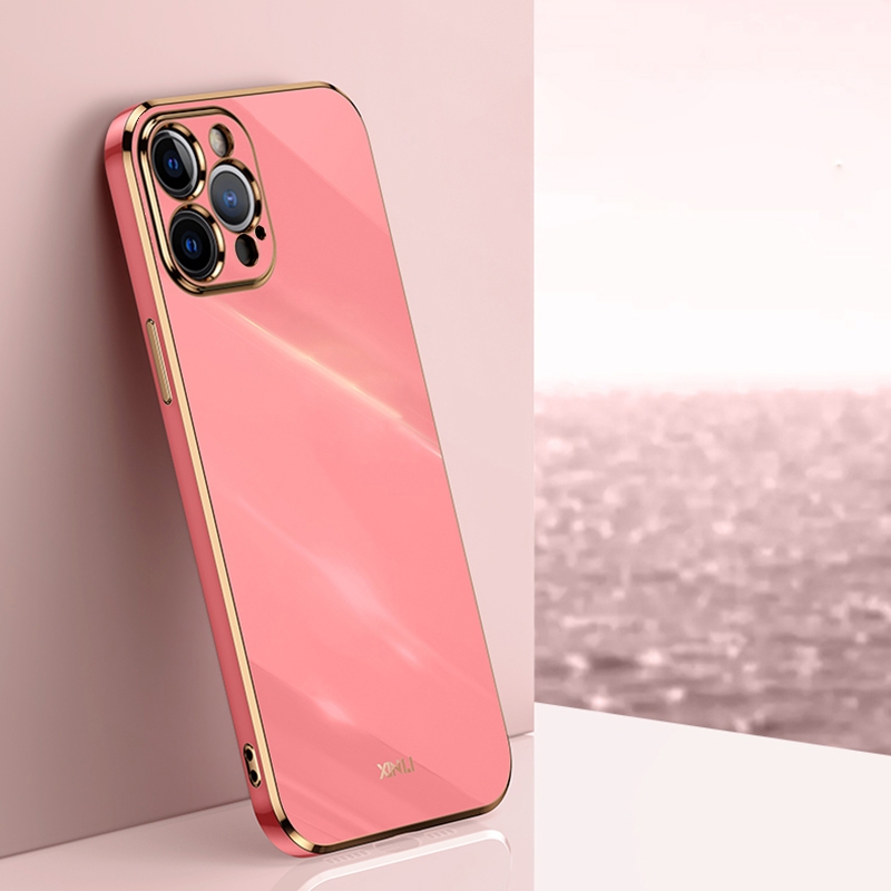 For iPhone 12 Pro Max XINLI Straight Edge 6D Electroplate TPU Phone Case(Hawthorn Red) - Shopkiz.com