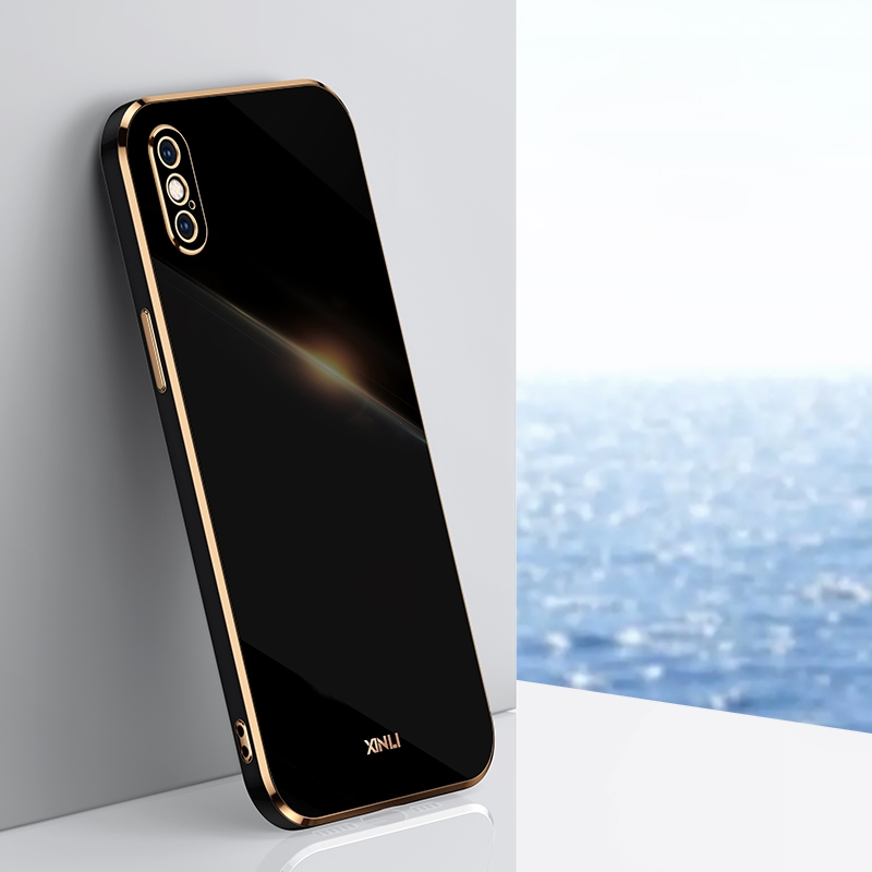 For iPhone X XINLI Straight Edge 6D Electroplate TPU Phone Case(Black) - Shopkiz.com