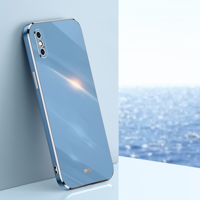 For iPhone X XINLI Straight Edge 6D Electroplate TPU Phone Case(Celestial Blue) - Shopkiz.com