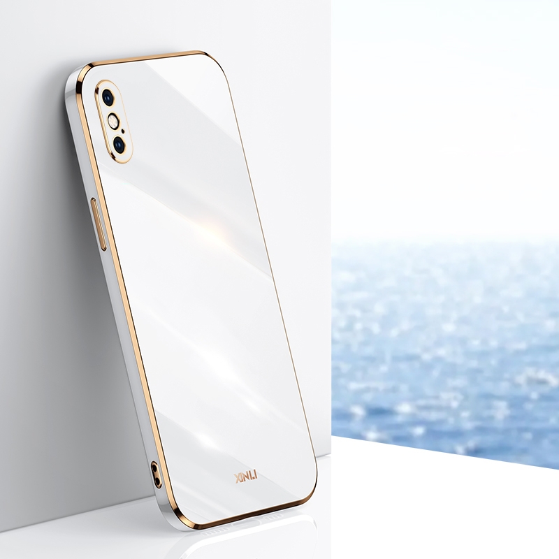 For iPhone X XINLI Straight Edge 6D Electroplate TPU Phone Case(White) - Shopkiz.com