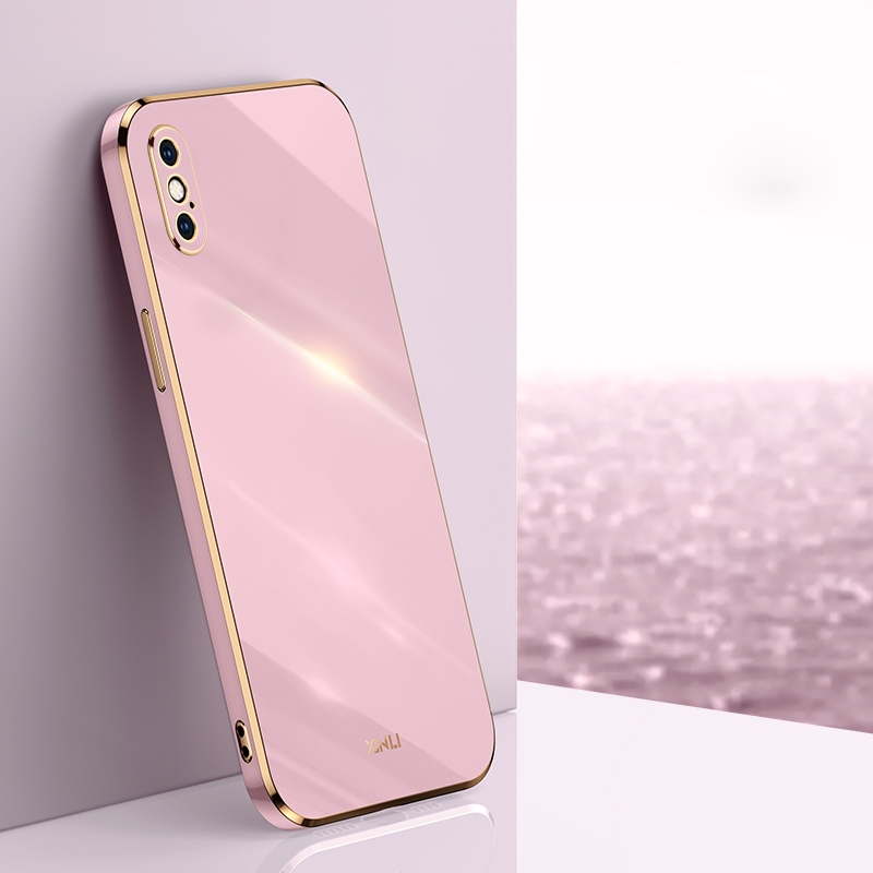 For iPhone XS XINLI Straight Edge 6D Electroplate TPU Phone Case(Cherry Purple) - Shopkiz.com