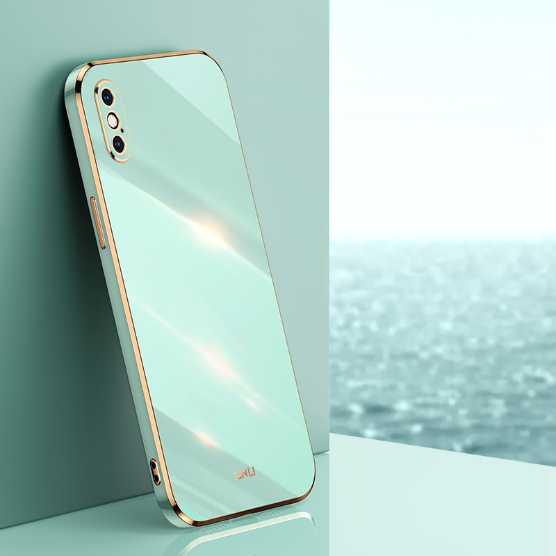For iPhone XS XINLI Straight Edge 6D Electroplate TPU Phone Case(Mint Green) - Shopkiz.com
