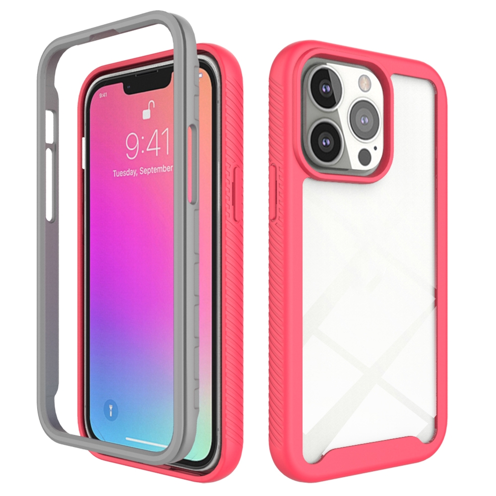 For iPhone 13 Starry Sky Solid Color Series Shockproof PC + TPU Protective Case(Light Red) - Shopkiz.com
