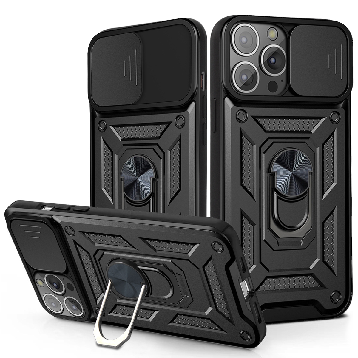 For iPhone 13 Pro Max Sliding Camera Cover Design TPU+PC Protective Case (Black) - Shopkiz.com