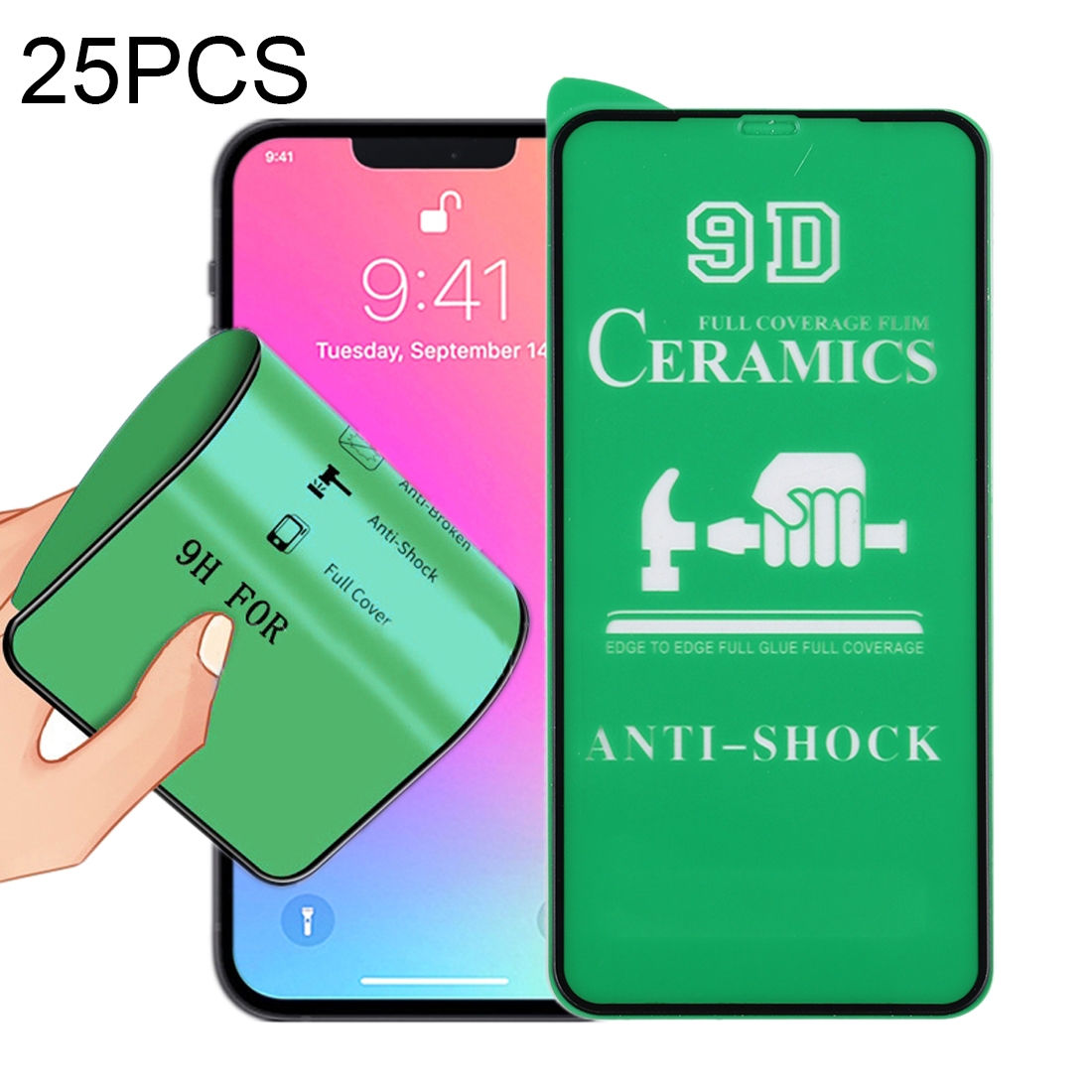25 PCS 9D Full Screen Full Glue Ceramic Film For iPhone 14 / 13 / 13 Pro - Shopkiz.com