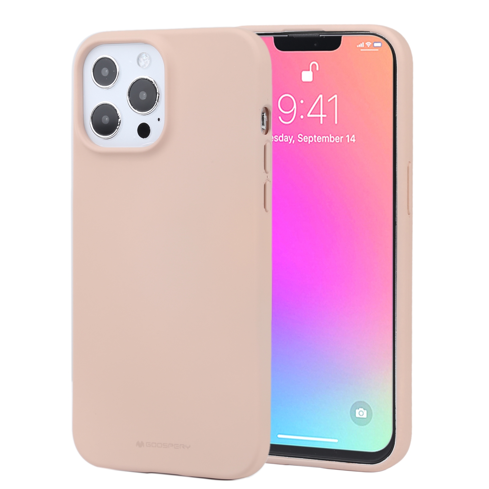 For iPhone 13 Pro Max GOOSPERY SOFT FEELING Liquid TPU Shockproof Soft Case (Light Pink) - Shopkiz.com