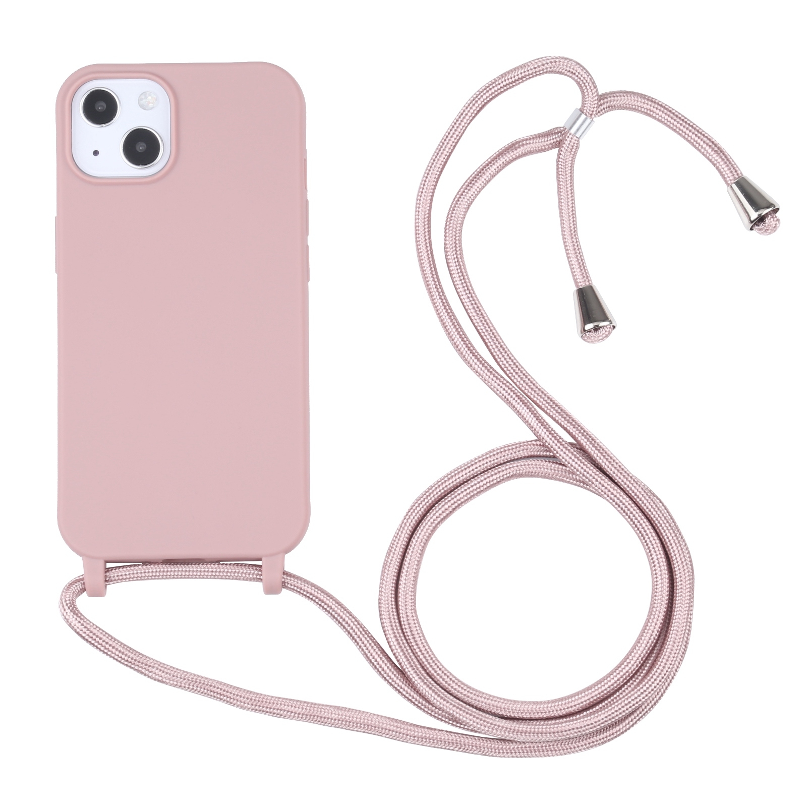 For iPhone 13 Pro Candy Colors TPU Protective Case with Lanyard (Rose Gold) - Shopkiz.com