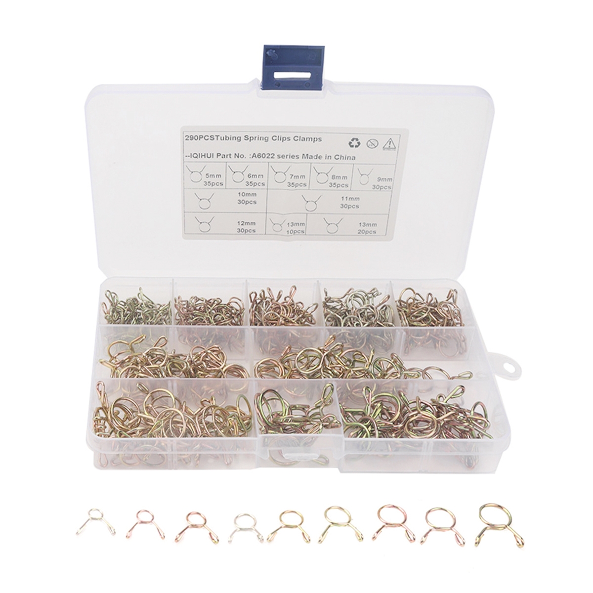 A6022 290 in 1 Galvanized Tubing Spring Clips Clamps Steel Wire Circlip Clamp - Shopkiz.com