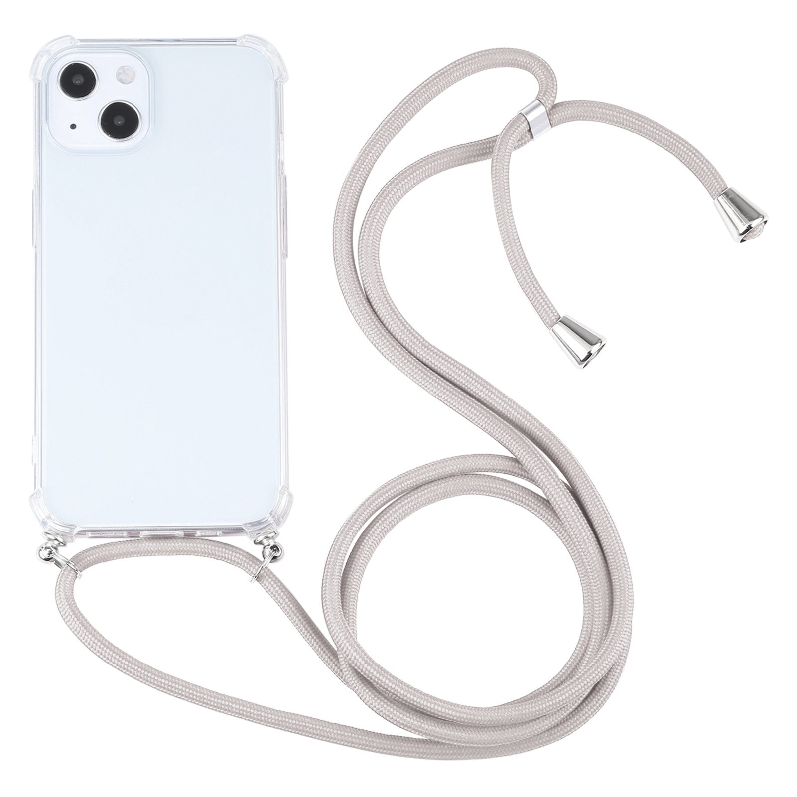 For iPhone 13 mini Four-corner Shockproof Transparent TPU Protective Case with Lanyard (Apricot) - Shopkiz.com