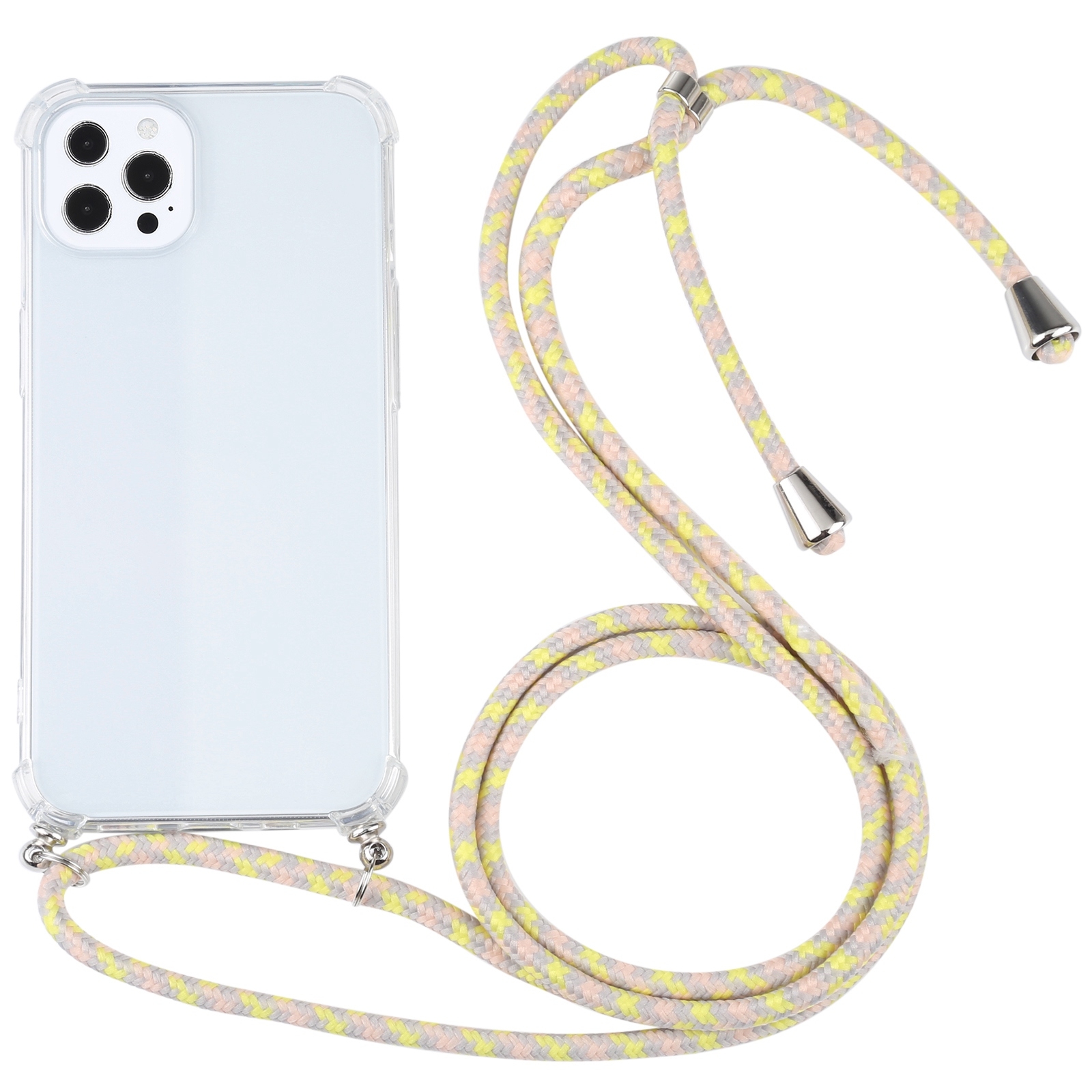 For iPhone 13 Pro Max Four-corner Shockproof Transparent TPU Protective Case with Lanyard (Gold Yellow) - Shopkiz.com