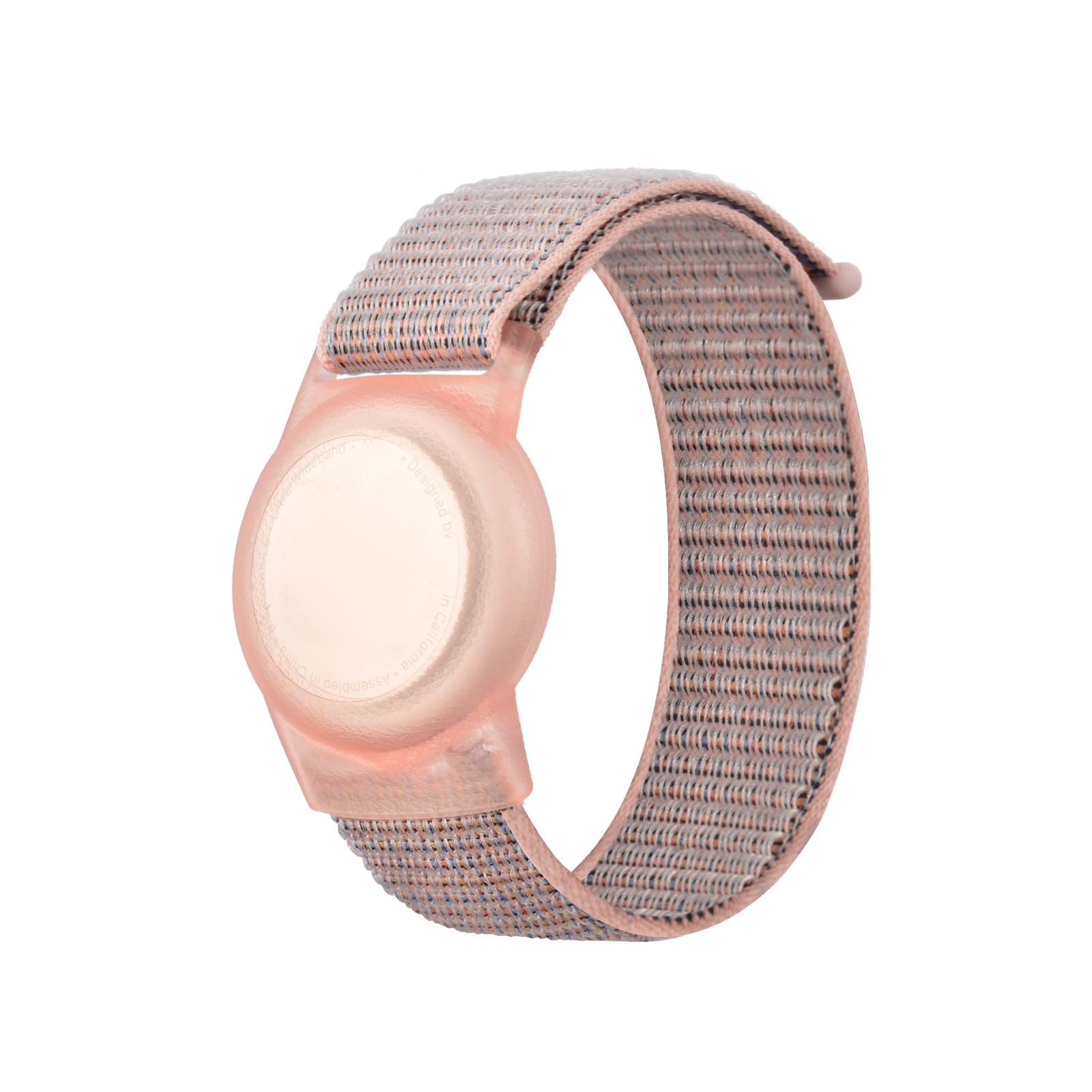 Anti-scratch Shockproof Nylon Bracelet Strap TPU Protective Cover Case For AirTag 2nd Gen / AirTag 1st Gen(Pink Sand) - Shopkiz.com
