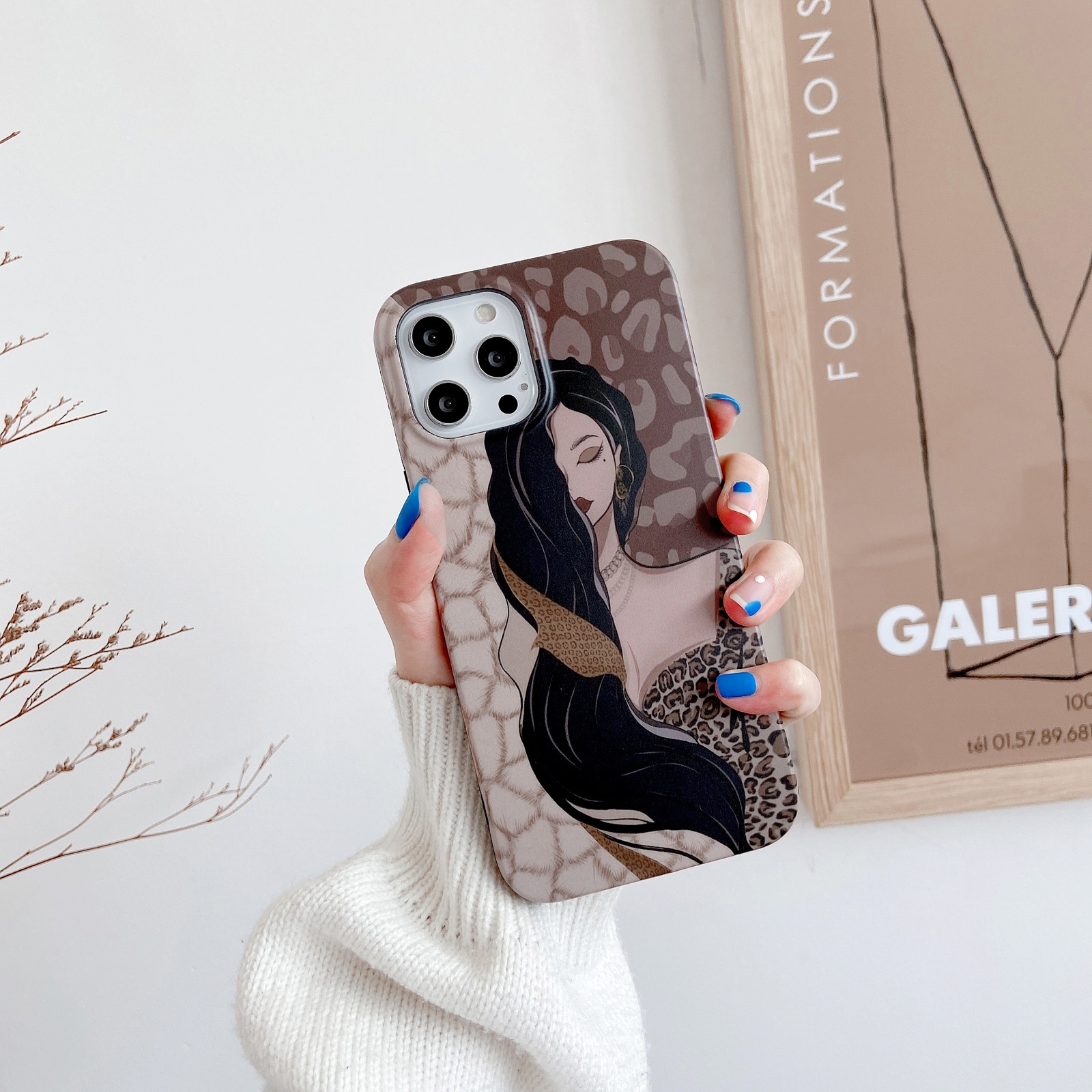 For iPhone 13 Pro Shockproof Half-inclusive Leopard Pattern Protective Case (Long-haired Girl) - Shopkiz.com