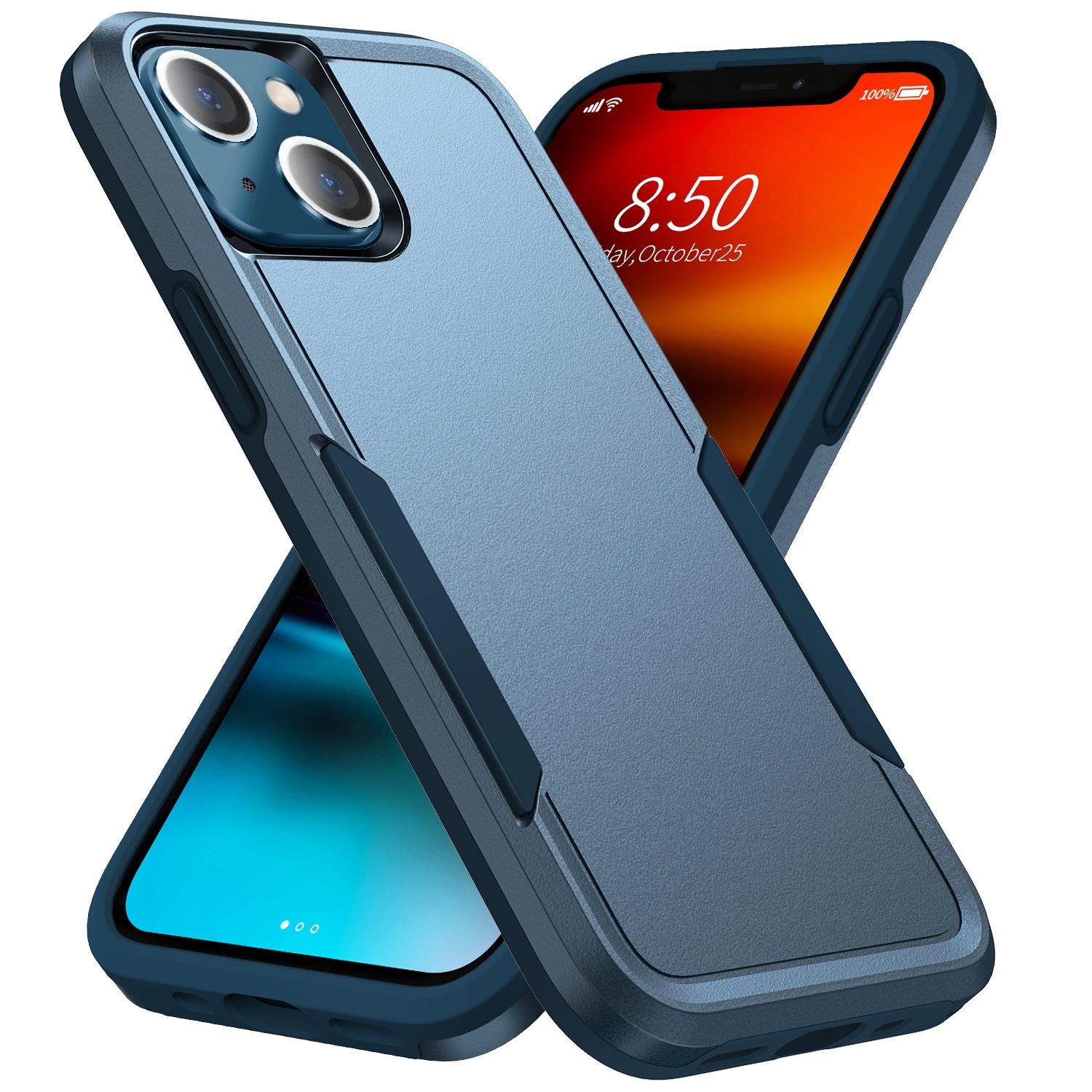 For iPhone 13 mini Pioneer Armor Heavy Duty Shockproof Phone Case (Blue) - Shopkiz.com