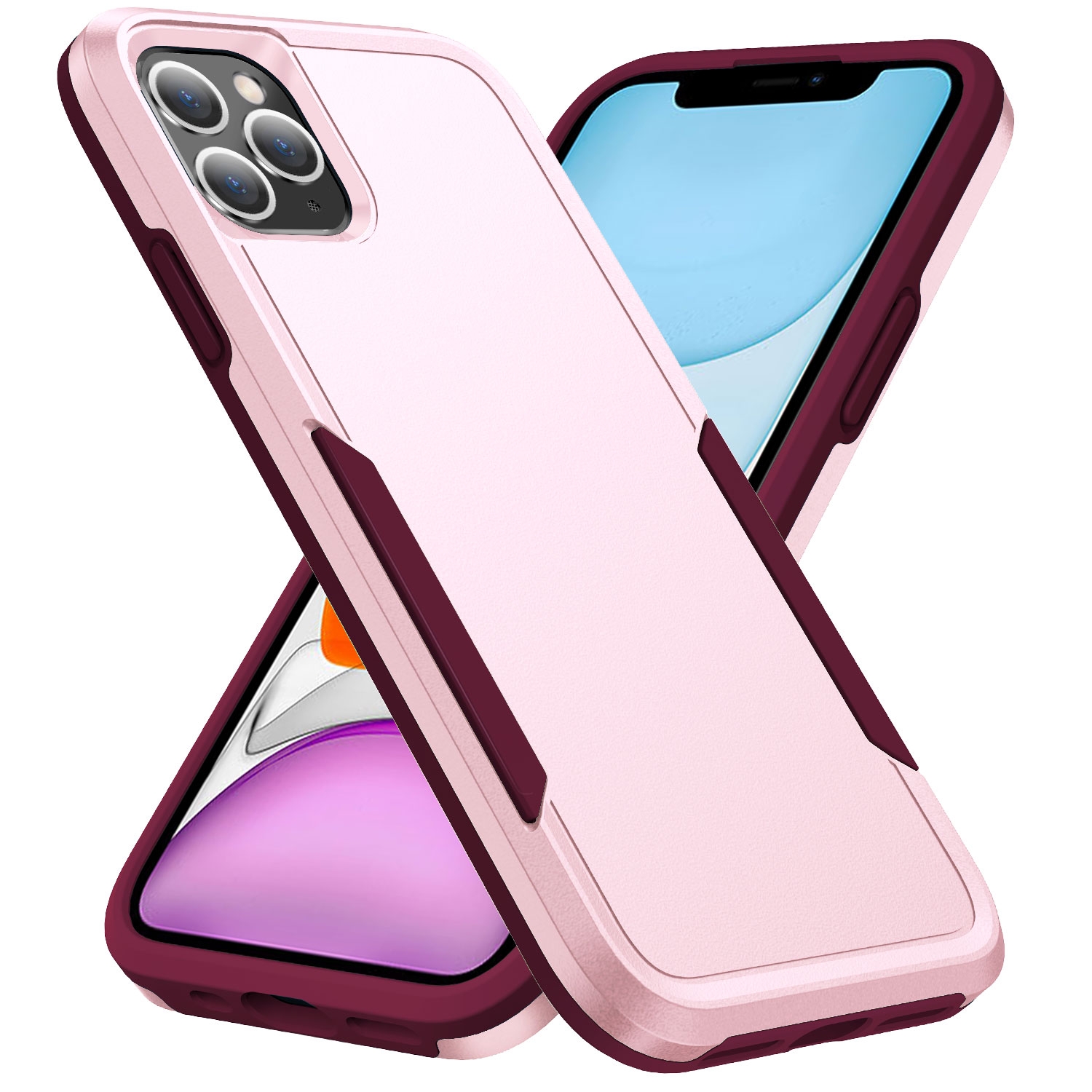 For iPhone 11 Pro Max Pioneer Armor Heavy Duty Shockproof Phone Case (Pink) - Shopkiz.com